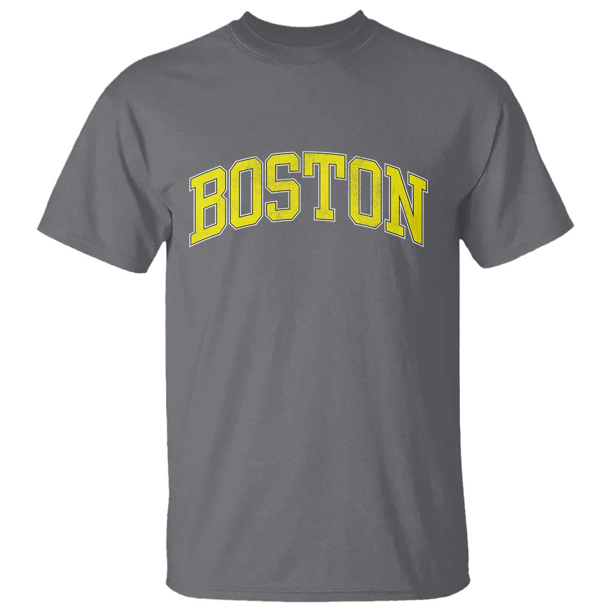 Retro Yellow Boston Massachusetts MA Vintage Throwback Running T Shirt TS11 Charcoal Print Your Wear
