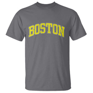 Retro Yellow Boston Massachusetts MA Vintage Throwback Running T Shirt TS11 Charcoal Print Your Wear