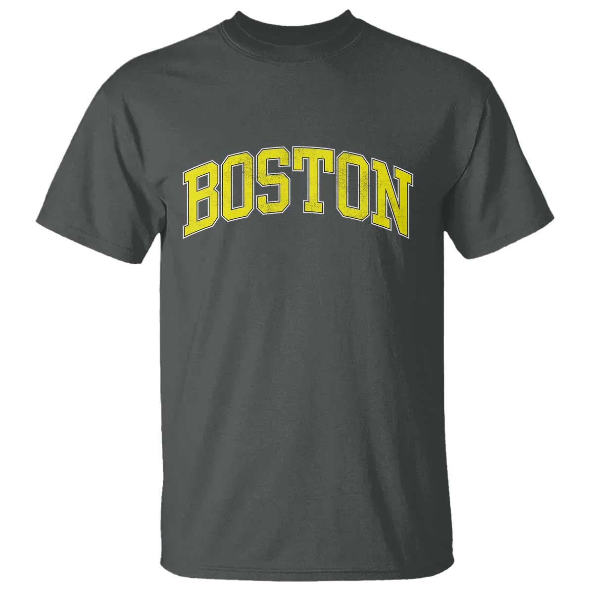 Retro Yellow Boston Massachusetts MA Vintage Throwback Running T Shirt TS11 Dark Heather Print Your Wear