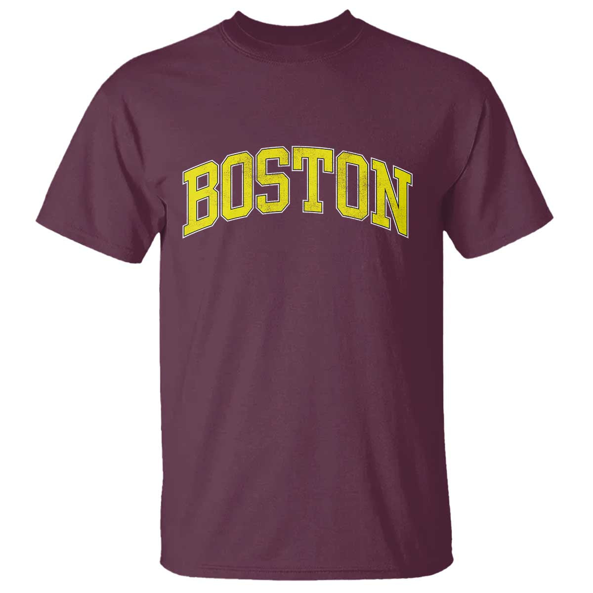 Retro Yellow Boston Massachusetts MA Vintage Throwback Running T Shirt TS11 Maroon Print Your Wear