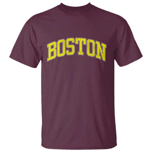 Retro Yellow Boston Massachusetts MA Vintage Throwback Running T Shirt TS11 Maroon Print Your Wear