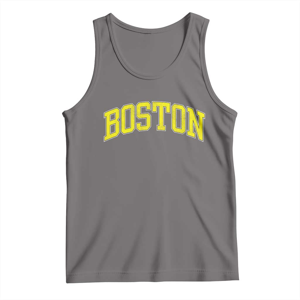 Retro Yellow Boston Massachusetts MA Vintage Throwback Running Tank Top TS11 Deep Heather Print Your Wear