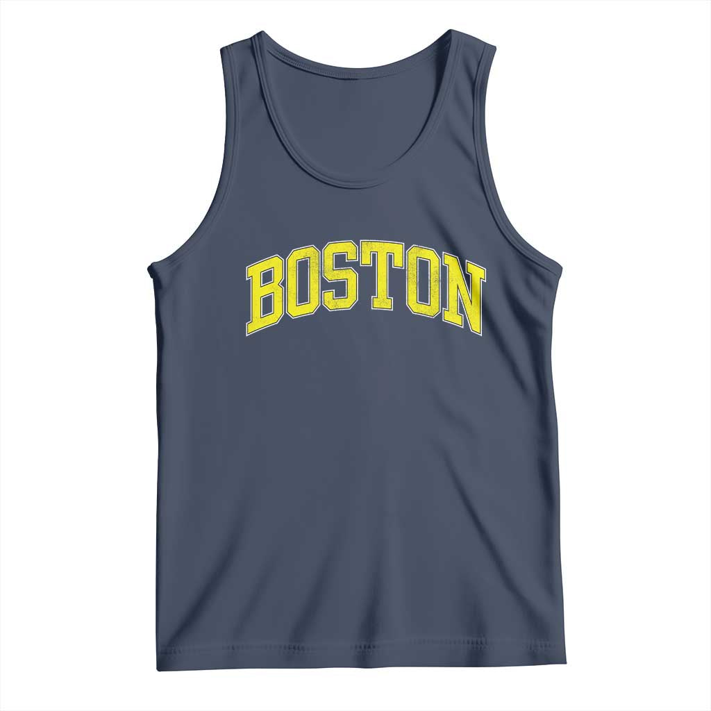 Retro Yellow Boston Massachusetts MA Vintage Throwback Running Tank Top TS11 Navy Print Your Wear