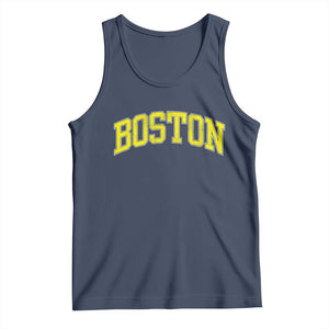 Retro Yellow Boston Massachusetts MA Vintage Throwback Running Tank Top TS11 Navy Print Your Wear