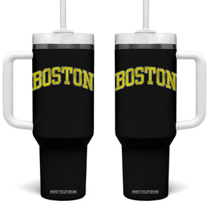 Retro Yellow Boston Massachusetts MA Vintage Throwback Running Tumbler With Handle TS11 One Size: 40 oz Black Print Your Wear