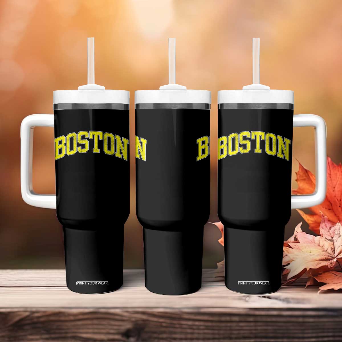 Retro Yellow Boston Massachusetts MA Vintage Throwback Running Tumbler With Handle TS11 Print Your Wear