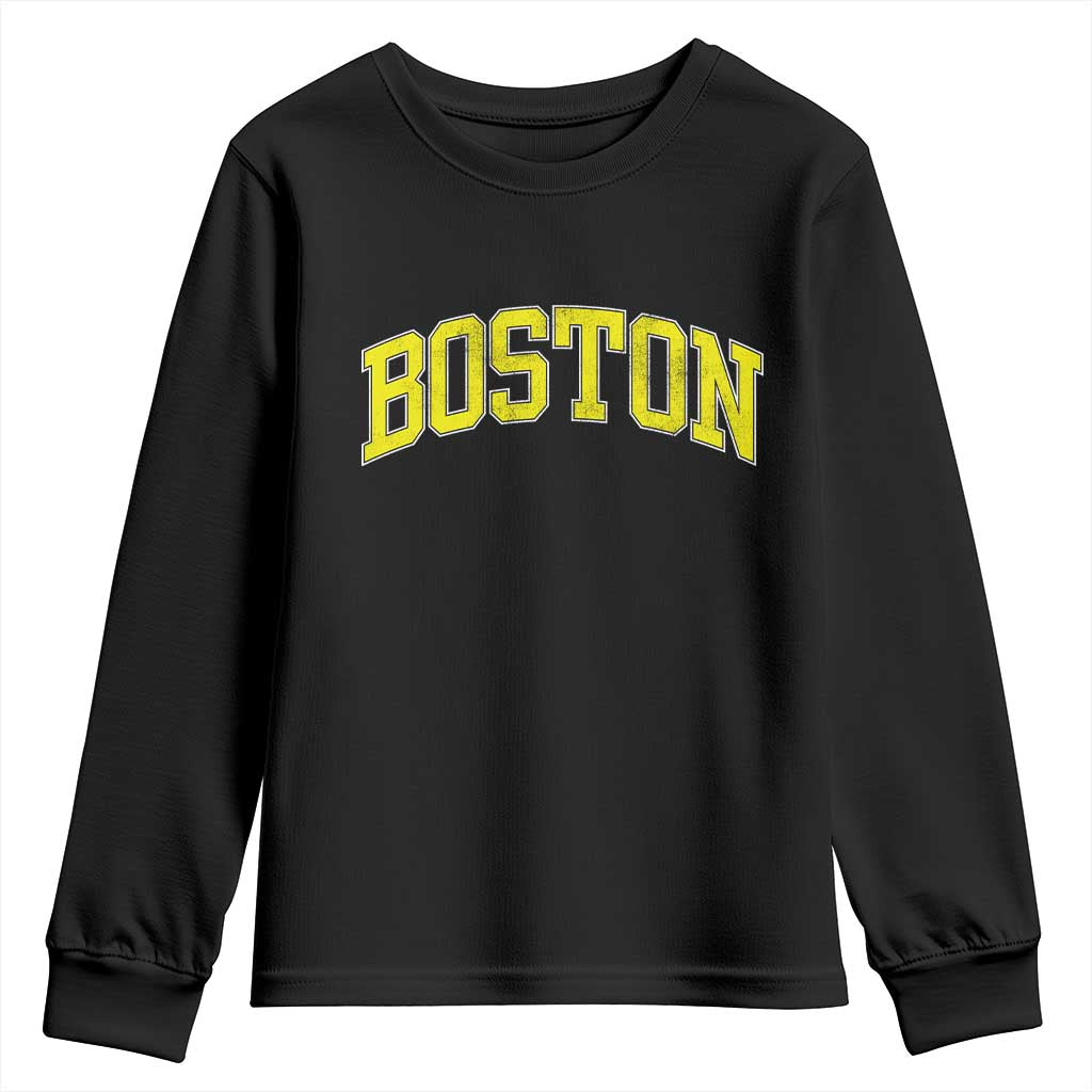 Retro Yellow Boston Massachusetts MA Vintage Throwback Running Youth Sweatshirt TS11 Black Print Your Wear