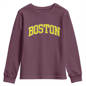 Retro Yellow Boston Massachusetts MA Vintage Throwback Running Youth Sweatshirt TS11 Maroon Print Your Wear