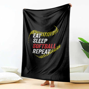 Eat Sleep Softball Repeat Throw Blanket Funny Softball Player TS11 Print Your Wear