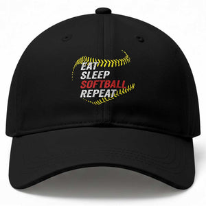 Eat Sleep Softball Repeat Baseball Cap Funny Softball Player TS11 Print Your Wear