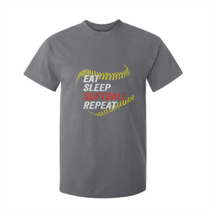 Eat Sleep Softball Repeat T Shirt For Kid Funny Softball Player TS11 Charcoal Print Your Wear