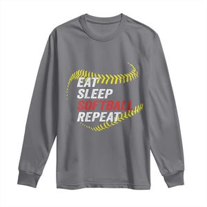 Eat Sleep Softball Repeat Long Sleeve Shirt Funny Softball Player TS11 Charcoal Print Your Wear