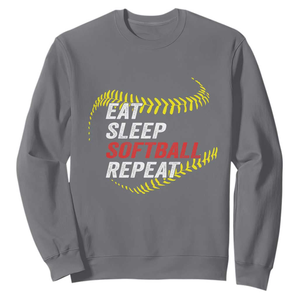 Eat Sleep Softball Repeat Sweatshirt Funny Softball Player TS11 Charcoal Print Your Wear