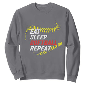 Eat Sleep Softball Repeat Sweatshirt Funny Softball Player TS11 Charcoal Print Your Wear