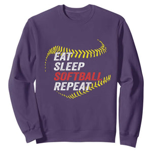 Eat Sleep Softball Repeat Sweatshirt Funny Softball Player TS11 Purple Print Your Wear