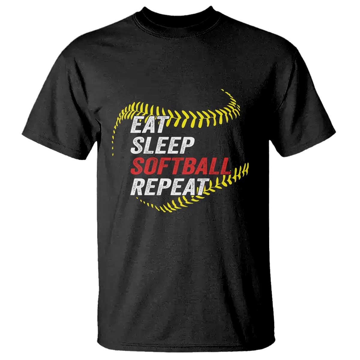 Eat Sleep Softball Repeat T Shirt Funny Softball Player TS11 Black Print Your Wear