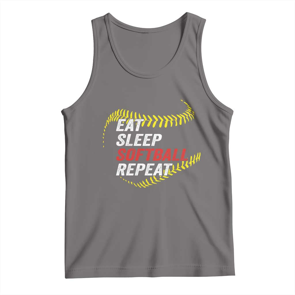 Eat Sleep Softball Repeat Tank Top Funny Softball Player TS11 Deep Heather Print Your Wear