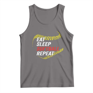Eat Sleep Softball Repeat Tank Top Funny Softball Player TS11 Deep Heather Print Your Wear