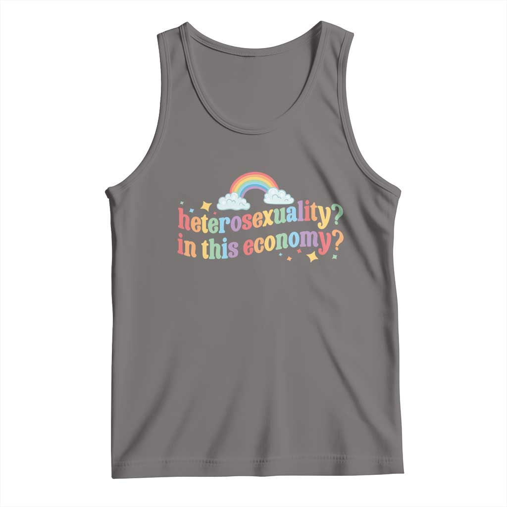 Funny Heterosexuality In This Economy Tank Top Rainbow LGBTQ+ Pride TS11 Deep Heather Print Your Wear