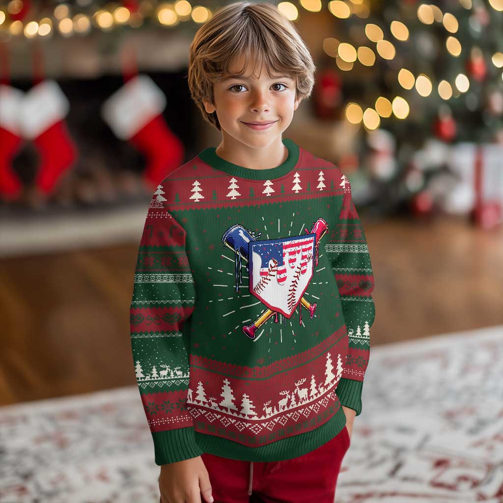Funny Ice Cream Baseball Drip American Flag Knit Sweatshirt 4th Of July TS11 Christmas Print Your Wear