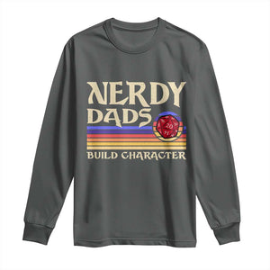 Nerdy Dad Long Sleeve Shirt Funny Fathers Day RPG Gaming D20 Tabletop TS11 Dark Heather Print Your Wear