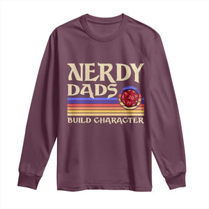 Nerdy Dad Long Sleeve Shirt Funny Fathers Day RPG Gaming D20 Tabletop TS11 Maroon Print Your Wear