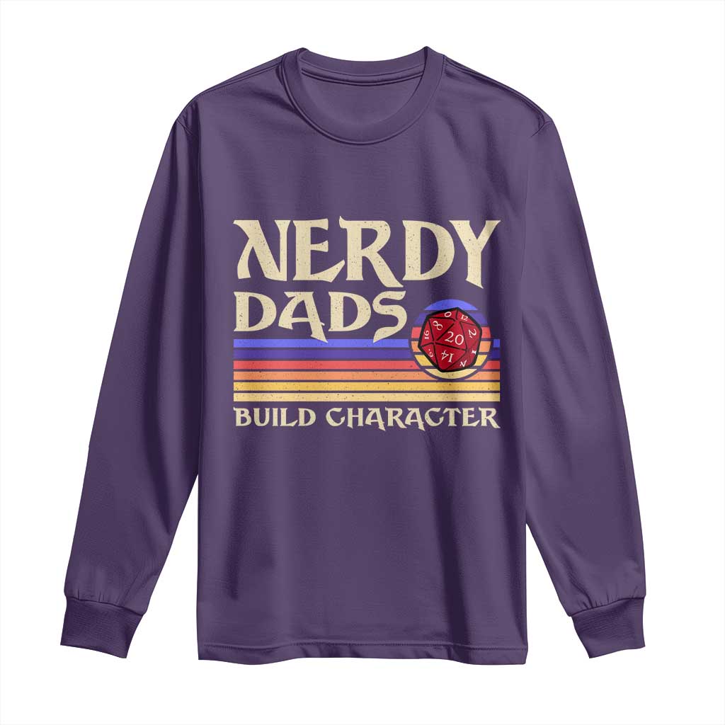 Nerdy Dad Long Sleeve Shirt Funny Fathers Day RPG Gaming D20 Tabletop TS11 Purple Print Your Wear