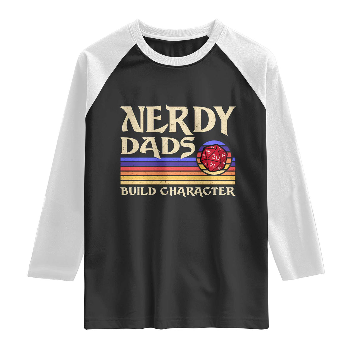 Nerdy Dad Raglan Shirt Funny Fathers Day RPG Gaming D20 Tabletop TS11 Black White Print Your Wear