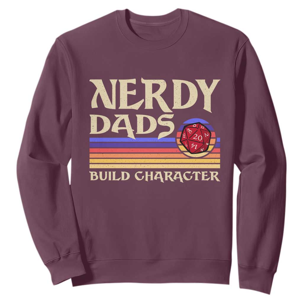 Nerdy Dad Sweatshirt Funny Fathers Day RPG Gaming D20 Tabletop TS11 Maroon Print Your Wear