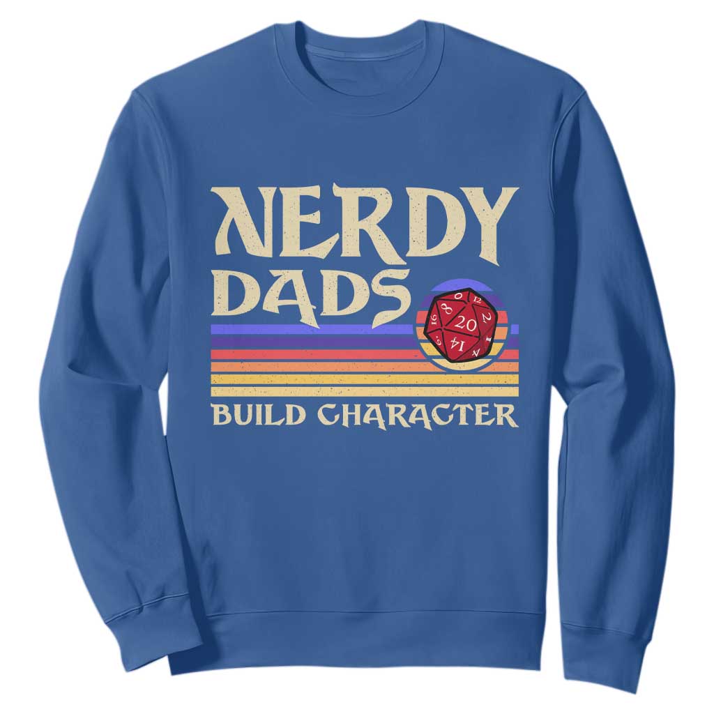 Nerdy Dad Sweatshirt Funny Fathers Day RPG Gaming D20 Tabletop TS11 Royal Blue Print Your Wear