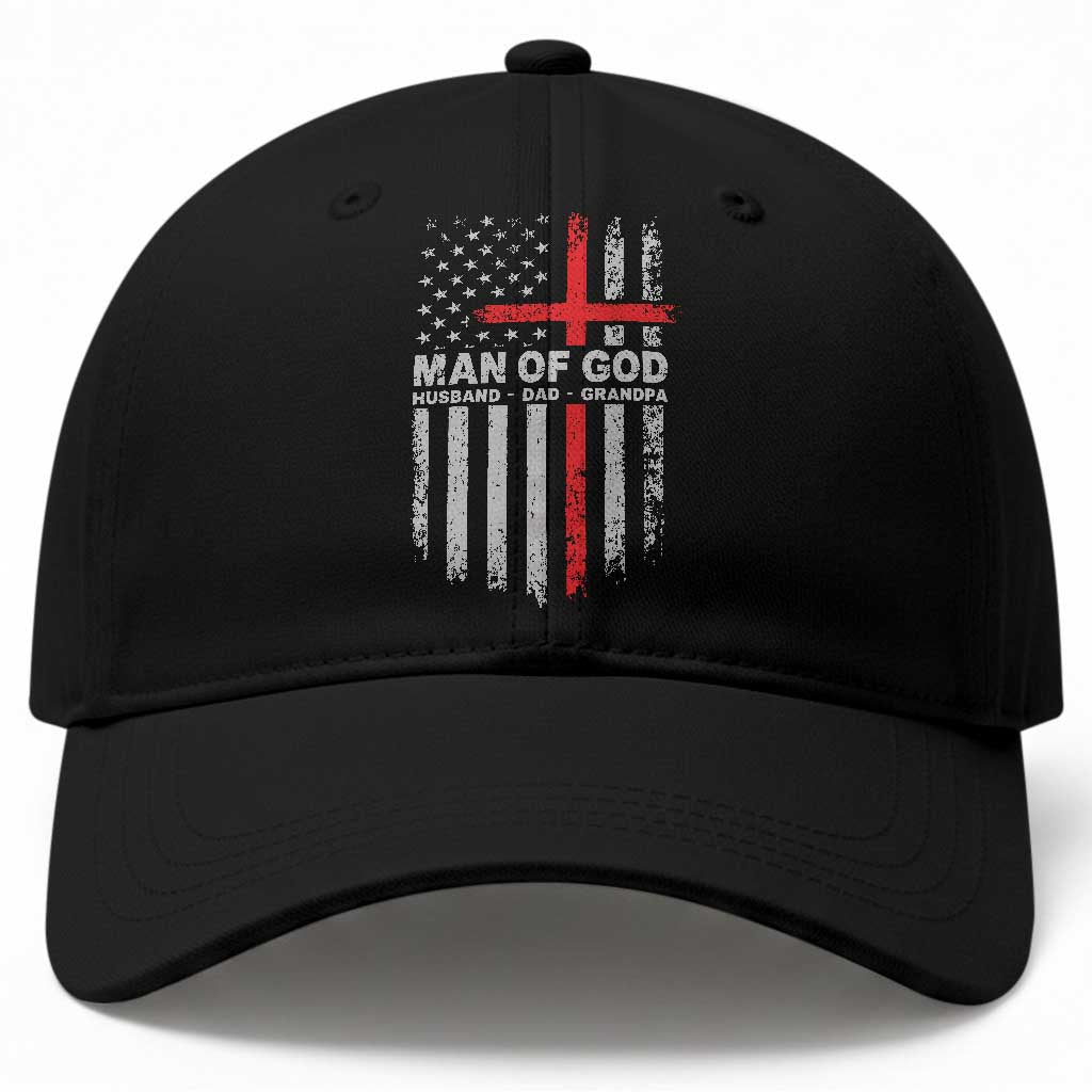 Man of God Husband Dad Protector Baseball Cap Christian Dad Fathers Day TS11 Print Your Wear