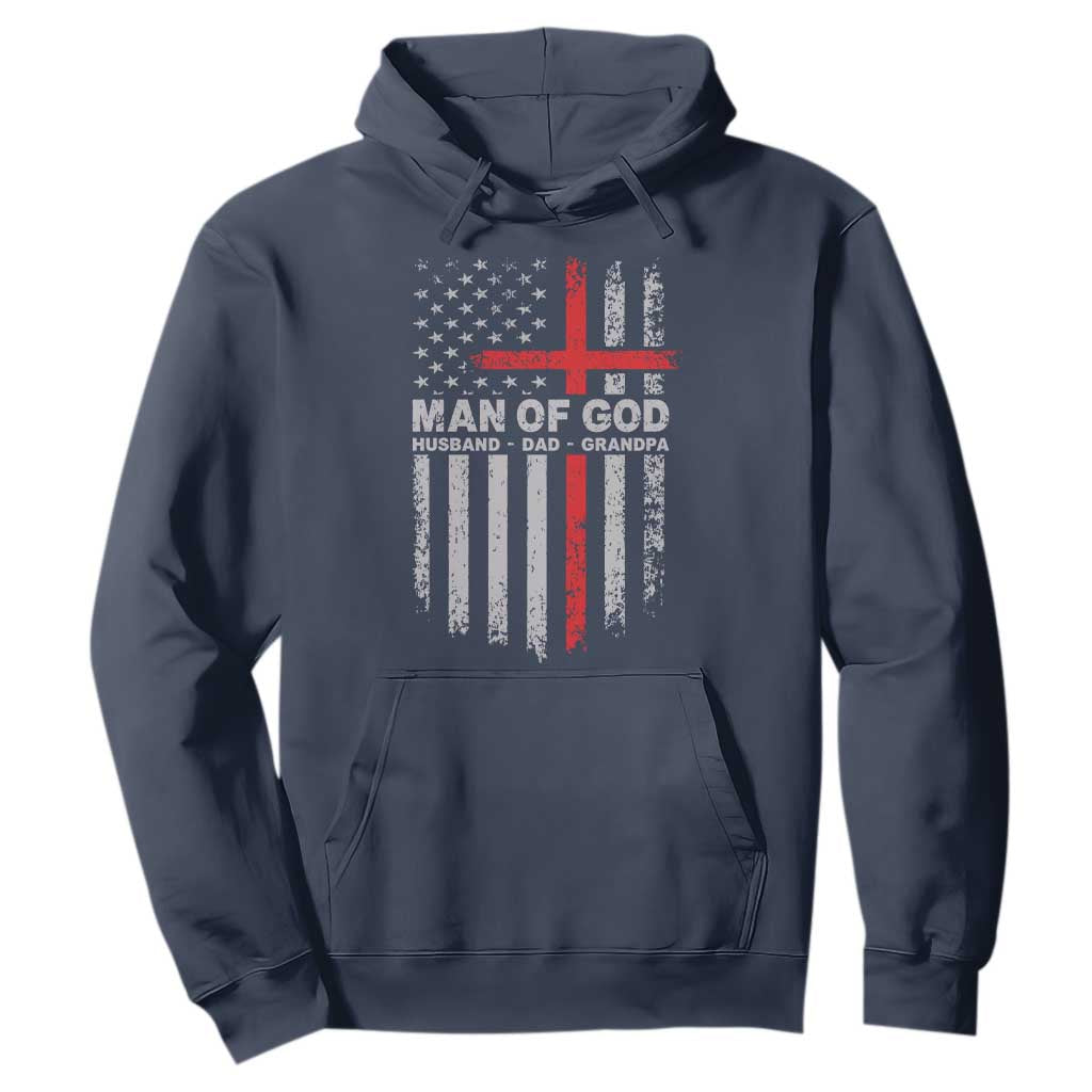 Man of God Husband Dad Protector Hoodie Christian Dad Fathers Day TS11 Navy Print Your Wear