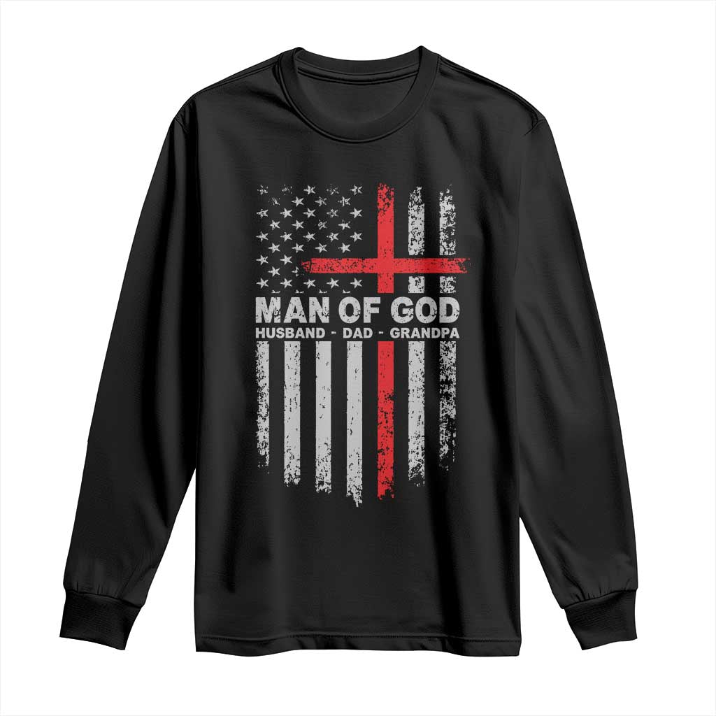 Man of God Husband Dad Protector Long Sleeve Shirt Christian Dad Fathers Day TS11 Black Print Your Wear