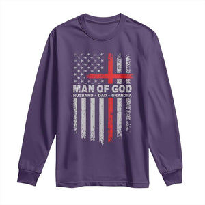 Man of God Husband Dad Protector Long Sleeve Shirt Christian Dad Fathers Day TS11 Purple Print Your Wear