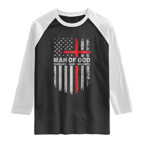 Man of God Husband Dad Protector Raglan Shirt Christian Dad Fathers Day TS11 Black White Print Your Wear