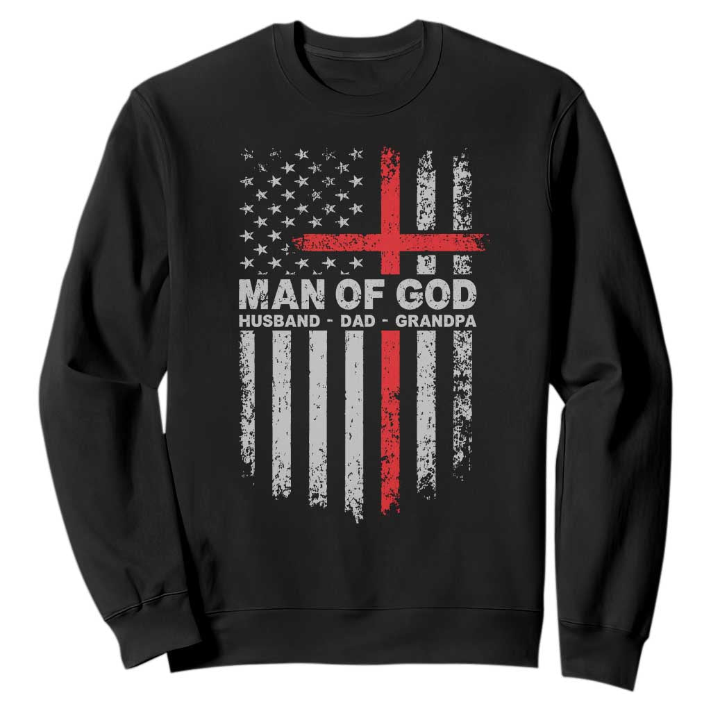 Man of God Husband Dad Protector Sweatshirt Christian Dad Fathers Day TS11 Black Print Your Wear