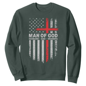 Man of God Husband Dad Protector Sweatshirt Christian Dad Fathers Day TS11 Dark Forest Green Print Your Wear