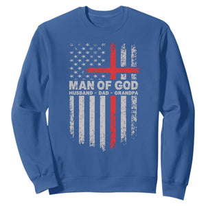 Man of God Husband Dad Protector Sweatshirt Christian Dad Fathers Day TS11 Royal Blue Print Your Wear