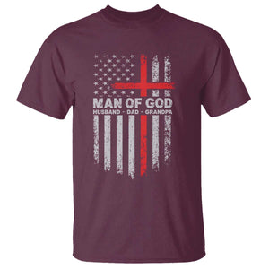 Man of God Husband Dad Protector T Shirt Christian Dad Fathers Day TS11 Maroon Print Your Wear