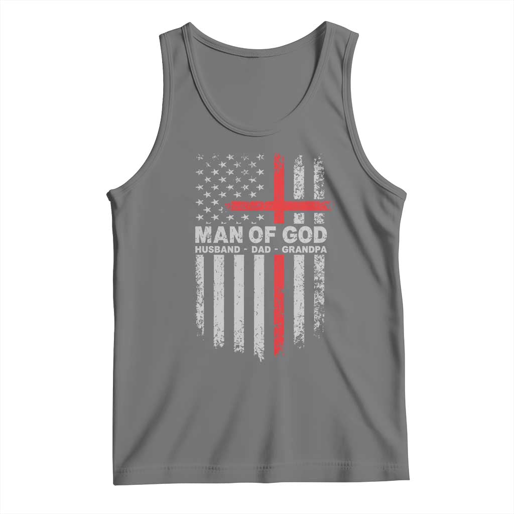 Man of God Husband Dad Protector Tank Top Christian Dad Fathers Day TS11 Black Heather Print Your Wear