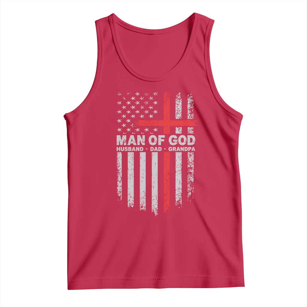 Man of God Husband Dad Protector Tank Top Christian Dad Fathers Day TS11 Red Print Your Wear