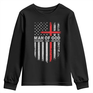 Man of God Husband Dad Protector Youth Sweatshirt Christian Dad Fathers Day TS11 Black Print Your Wear