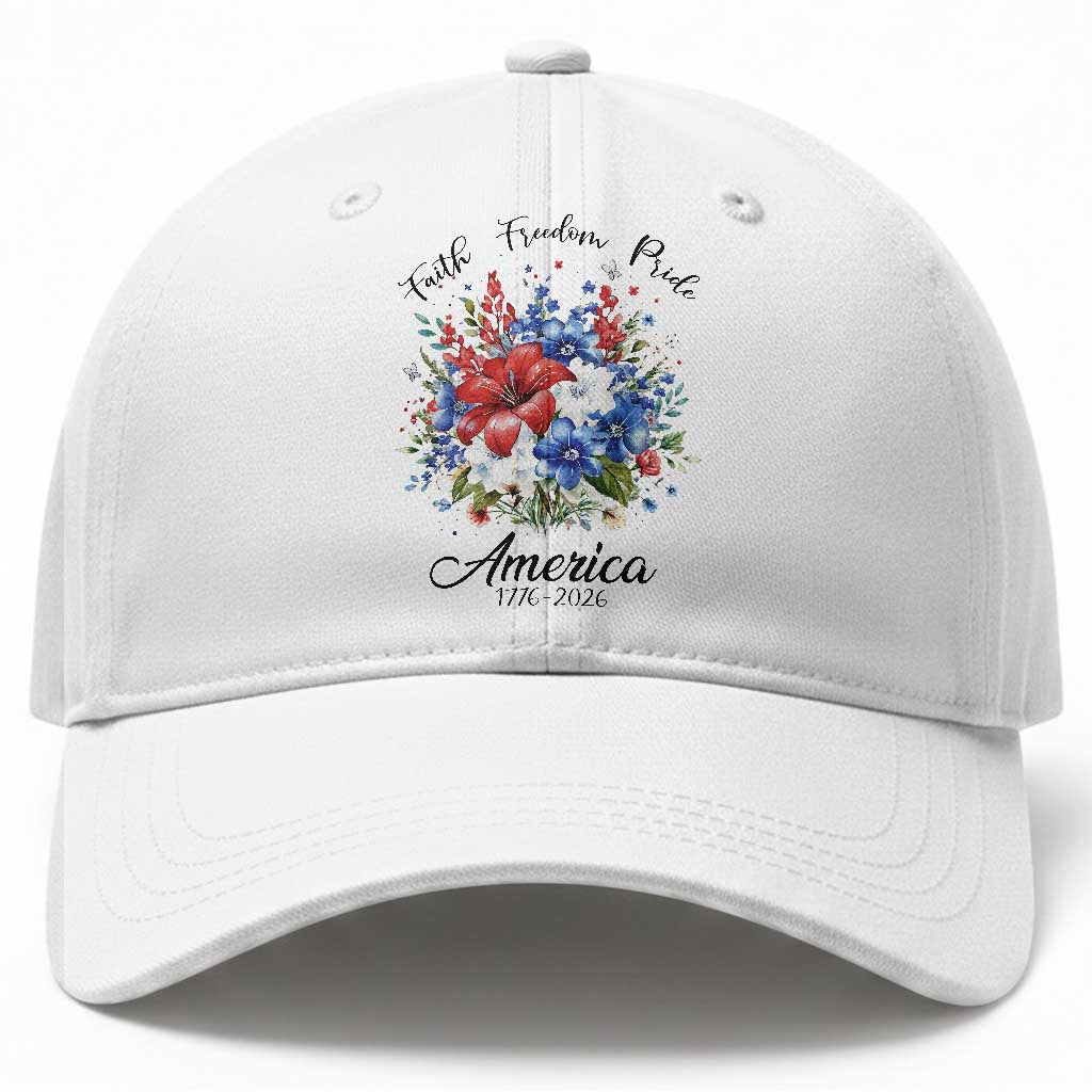 Floral 250th Anniversary Baseball Cap Faith Freedom Pride 4th of July 1776 2026 TS11 Print Your Wear