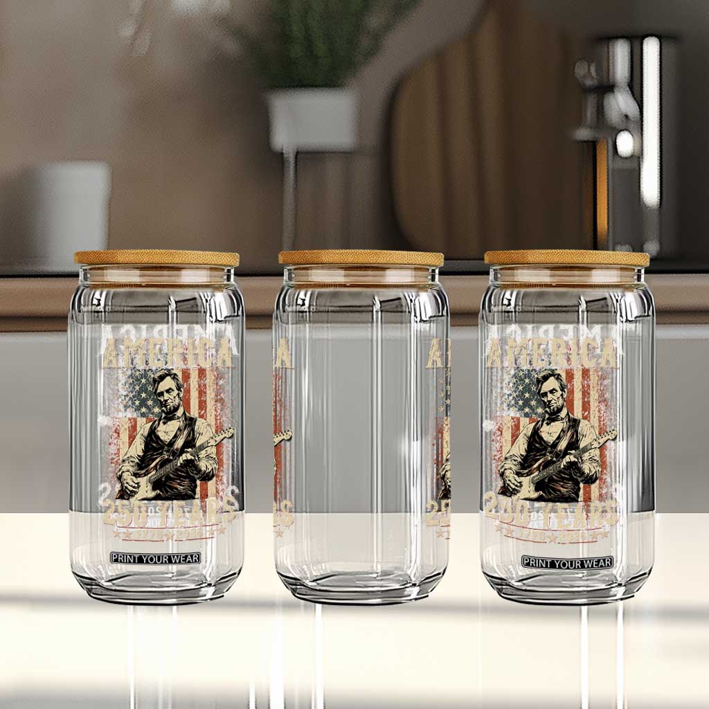 Abraham Lincoln Playing Guitar 4th July US 250th Anniversary Glass Can TS11 Print Your Wear