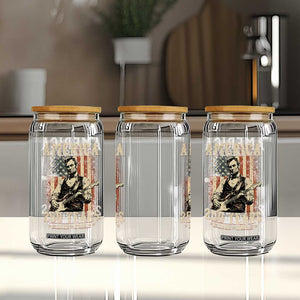 Abraham Lincoln Playing Guitar 4th July US 250th Anniversary Glass Can TS11 Print Your Wear