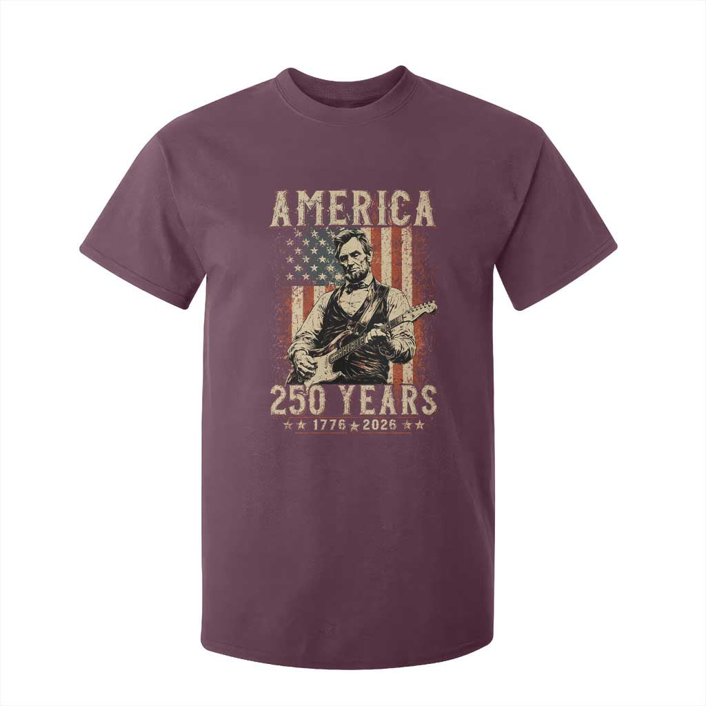 Abraham Lincoln Playing Guitar 4th July US 250th Anniversary T Shirt For Kid TS11 Maroon Print Your Wear