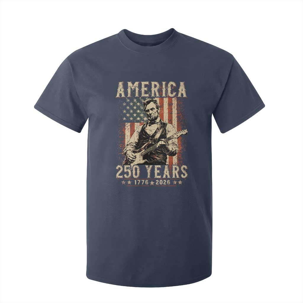 Abraham Lincoln Playing Guitar 4th July US 250th Anniversary T Shirt For Kid TS11 Navy Print Your Wear