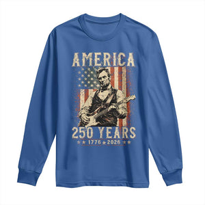 Abraham Lincoln Playing Guitar 4th July US 250th Anniversary Long Sleeve Shirt TS11 Royal Blue Print Your Wear