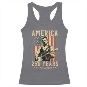 Abraham Lincoln Playing Guitar 4th July US 250th Anniversary Racerback Tank Top TS11 Charcoal Print Your Wear