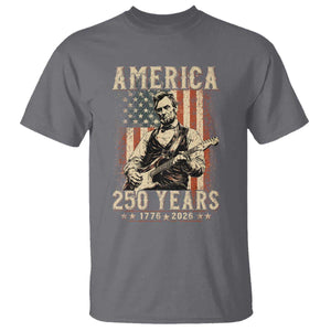 Abraham Lincoln Playing Guitar 4th July US 250th Anniversary T Shirt TS11 Charcoal Print Your Wear